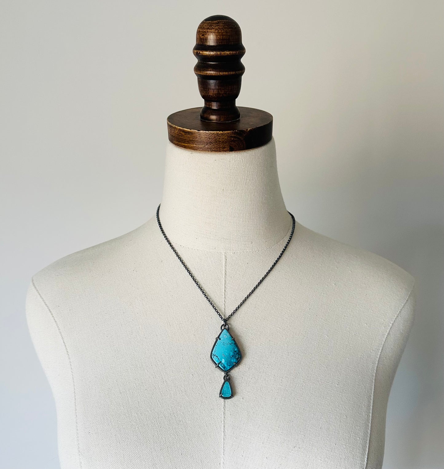 Shattuckite Chrysocolla, Drusy Chrysocolla and Sterling Silver Necklace