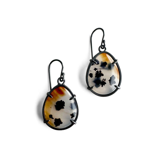 Montana Agate and Sterling Silver Handmade Dangle Earrings