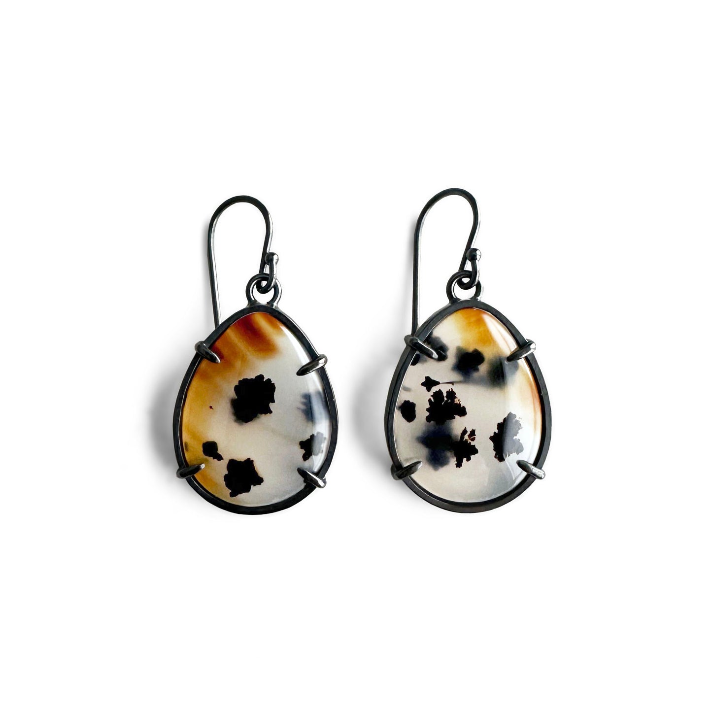 Montana Agate and Sterling Silver Handmade Dangle Earrings