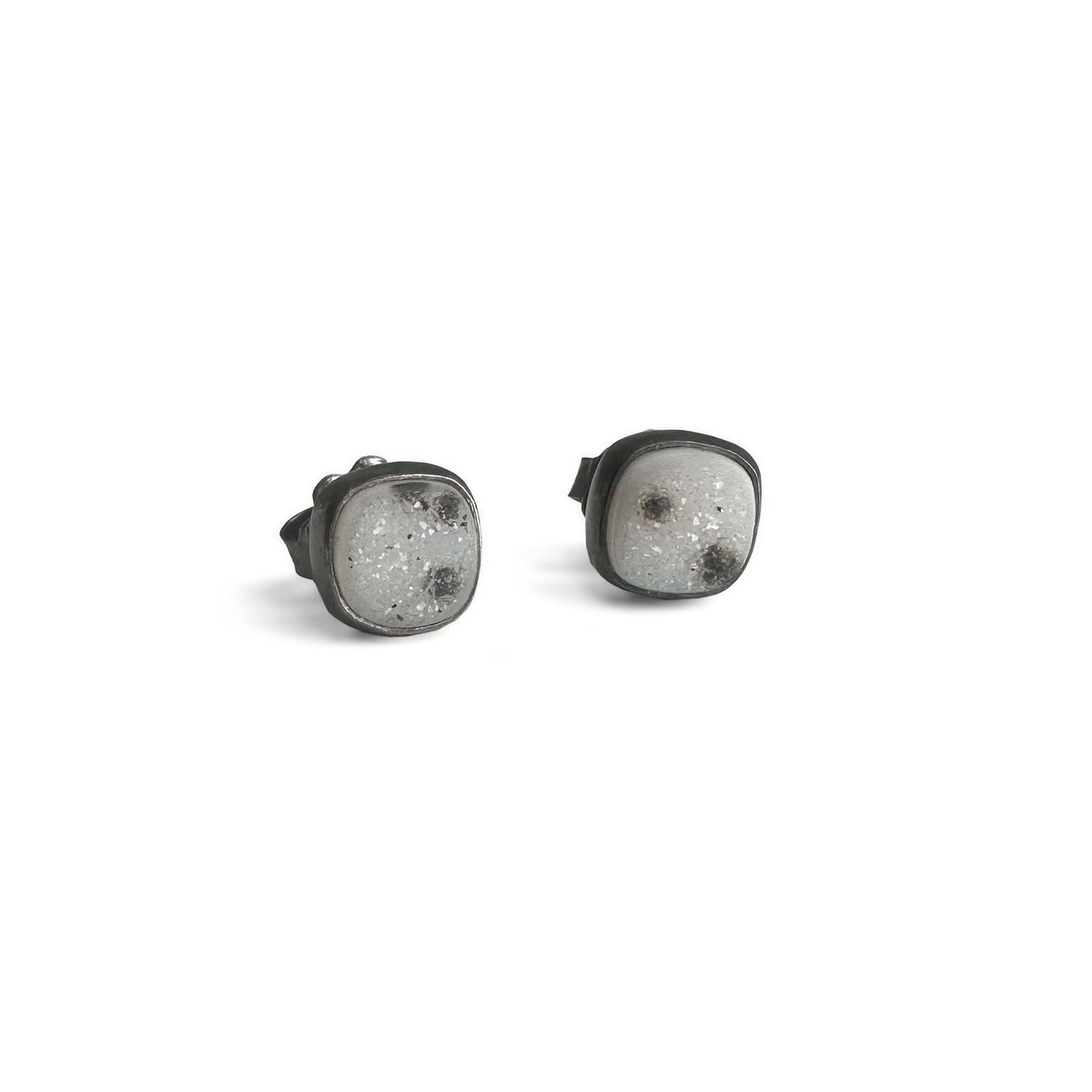 Drusy and Sterling Silver Stud Earrings