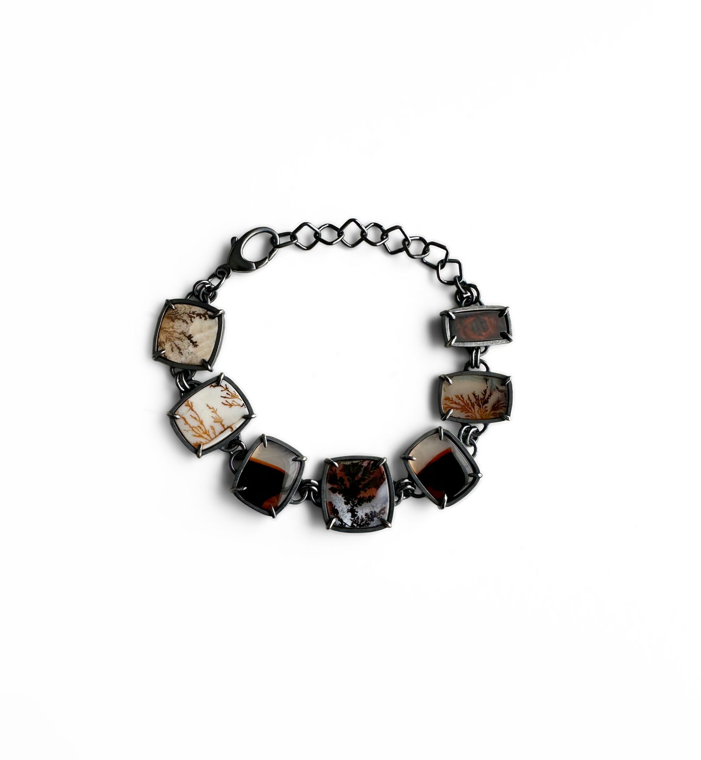 Dendritic Agate, Montana Agate and Sterling Silver Handmade Bracelet