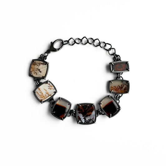 Dendritic Agate, Montana Agate and Sterling Silver Handmade Bracelet