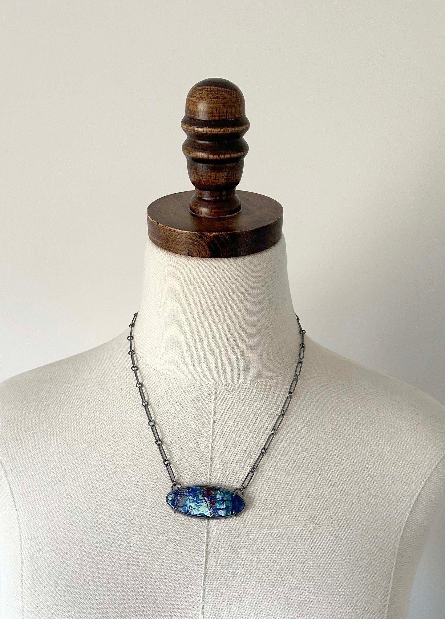 Bluebird Azurite and Sterling Silver Handmade Statement Necklace