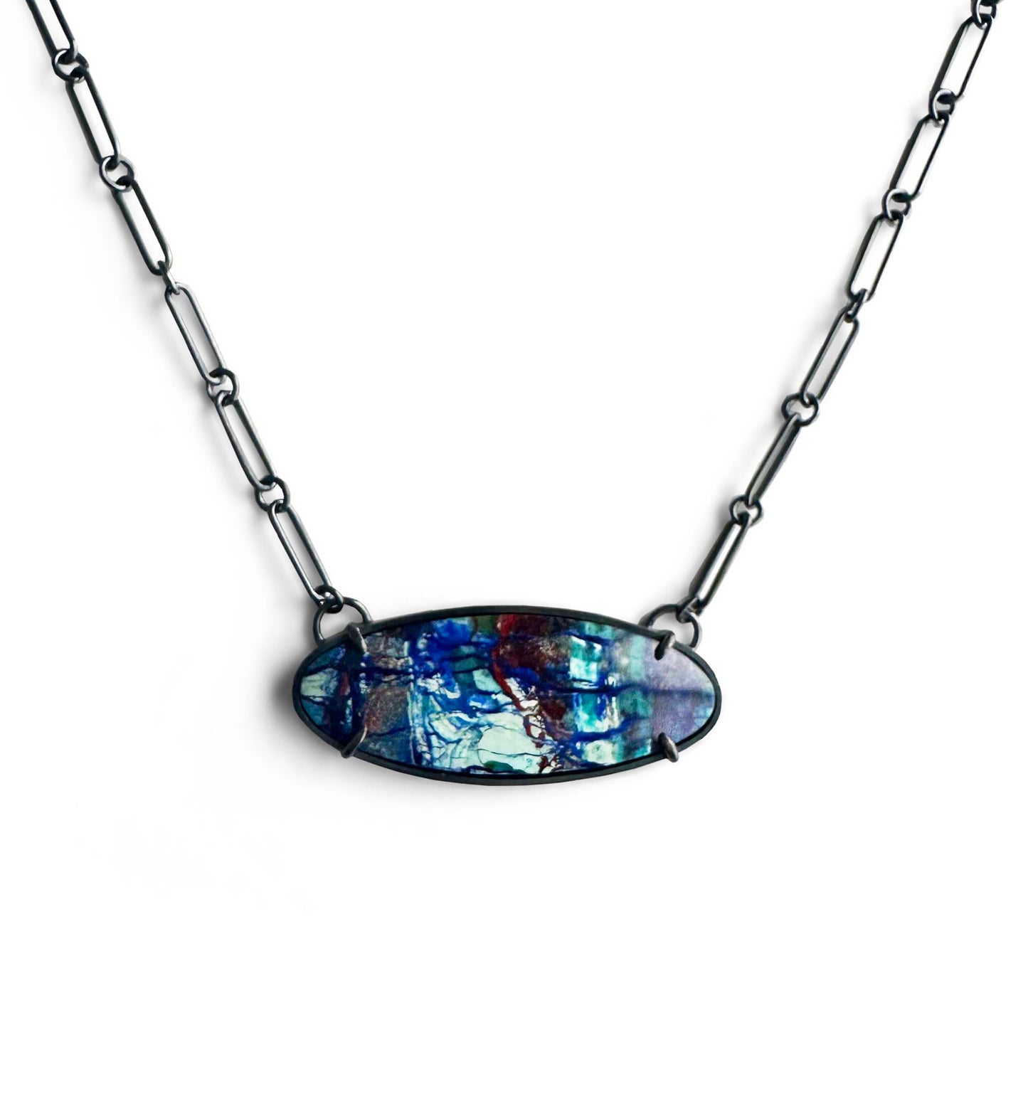 Bluebird Azurite and Sterling Silver Handmade Statement Necklace