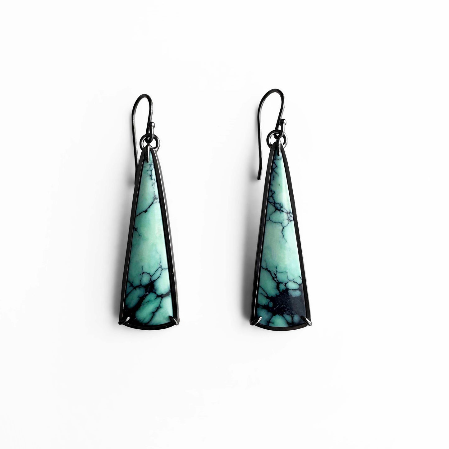 Persian Variscite and Sterling Silver Dangle Earrings