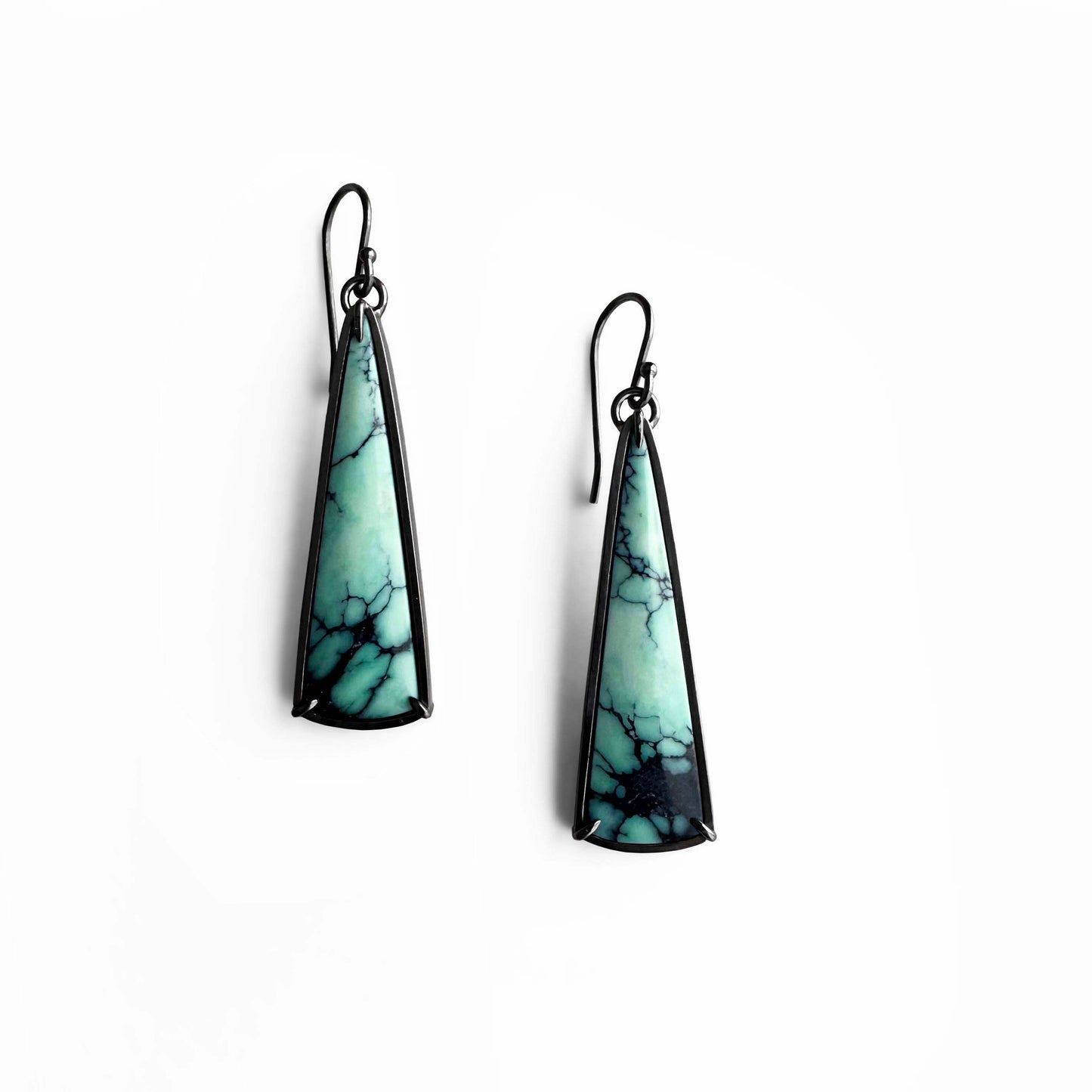 Persian Variscite and Sterling Silver Dangle Earrings