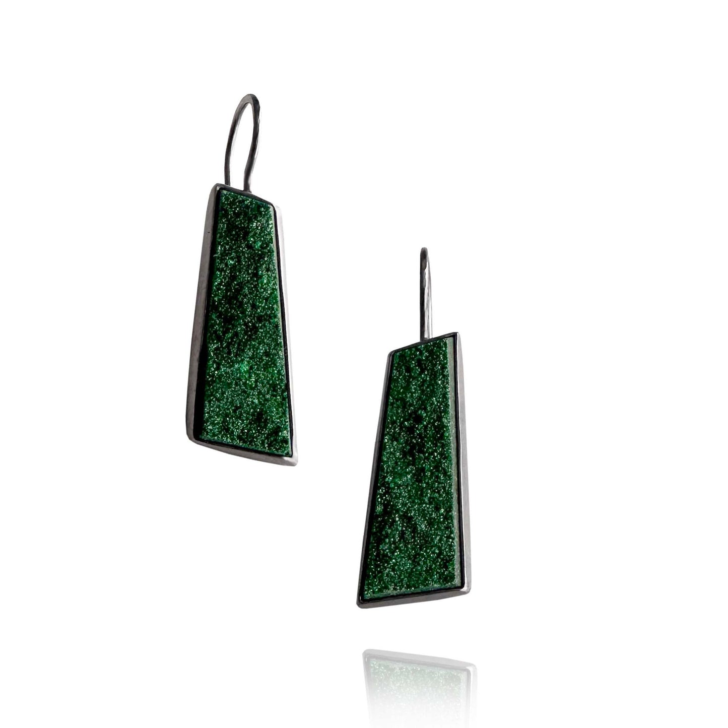 Uvarovite Garnet Drusy, Fine and Sterling Silver Handmade Dangle Earrings