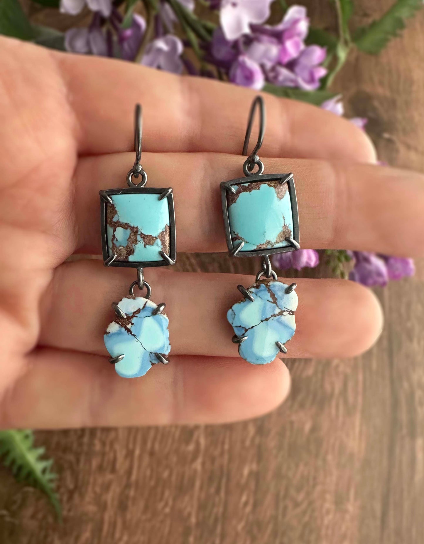 Golden Hills Turquoise and Sterling Silver Dangle Earrings
