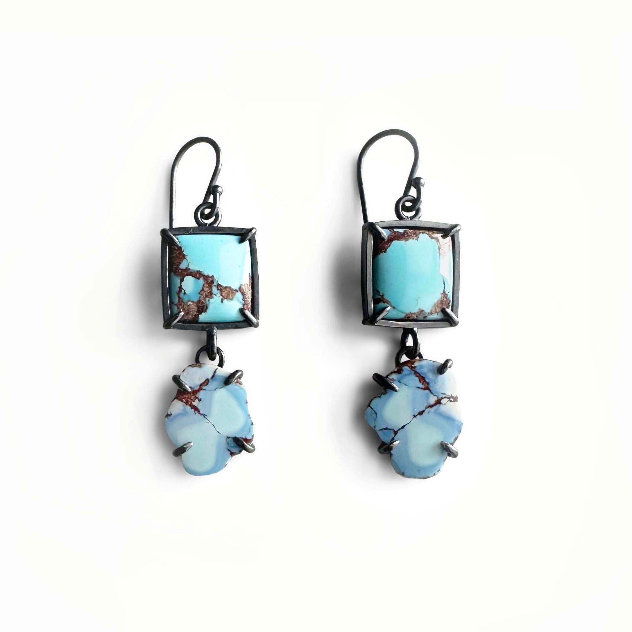 Golden Hills Turquoise and Sterling Silver Dangle Earrings – Talulet