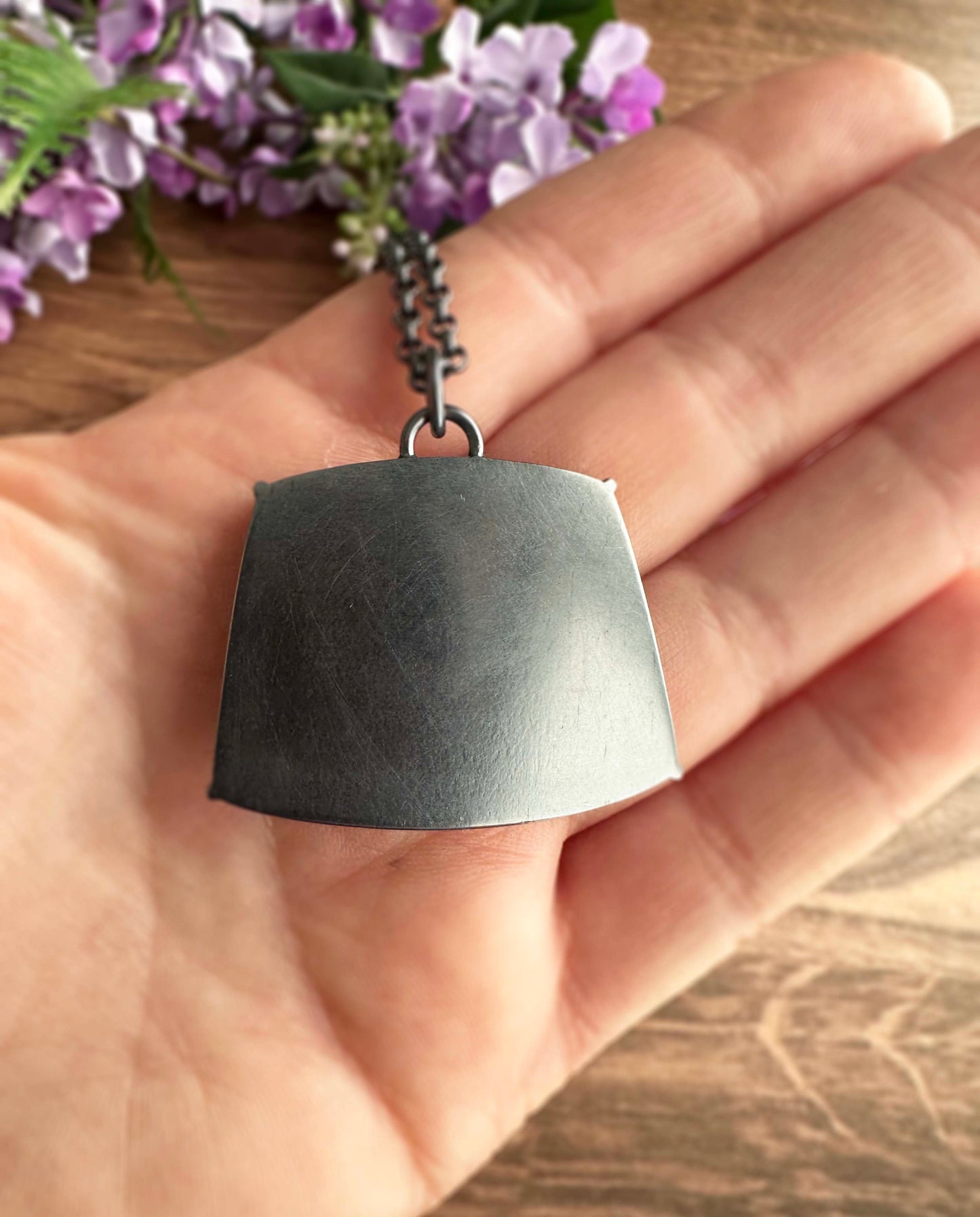 Persian Variscite and Sterling Silver Pendant Necklace