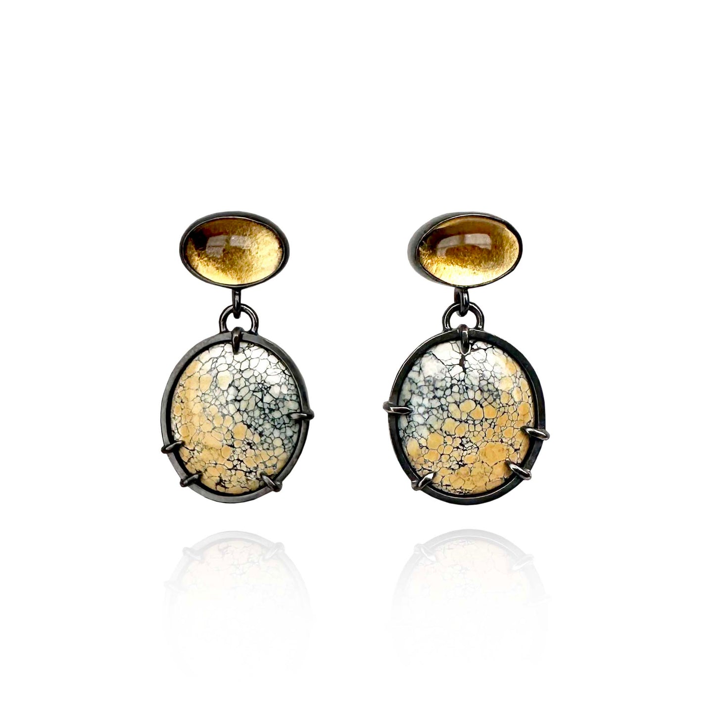 Ivory Creek Variscite, Citrine and Sterling Silver Handmade Dangle Earrings