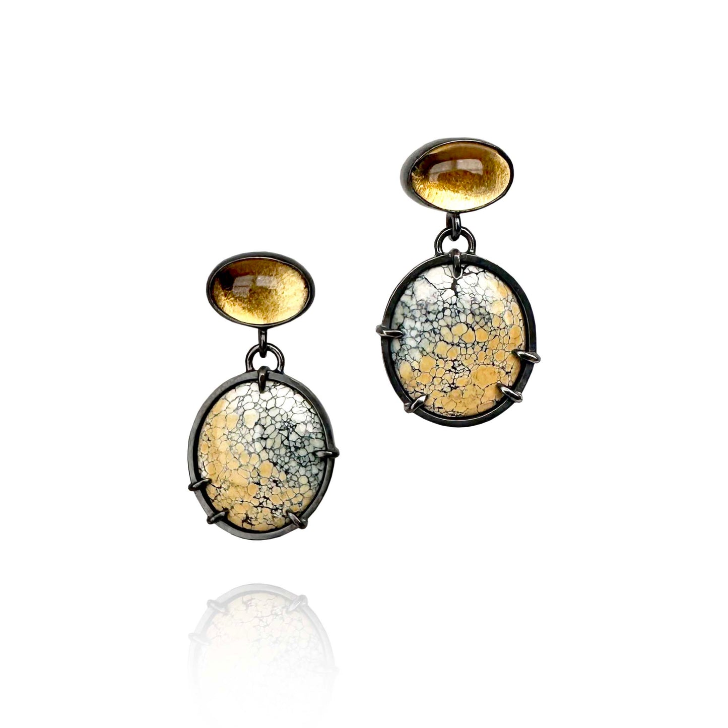 Ivory Creek Variscite, Citrine and Sterling Silver Handmade Dangle Earrings