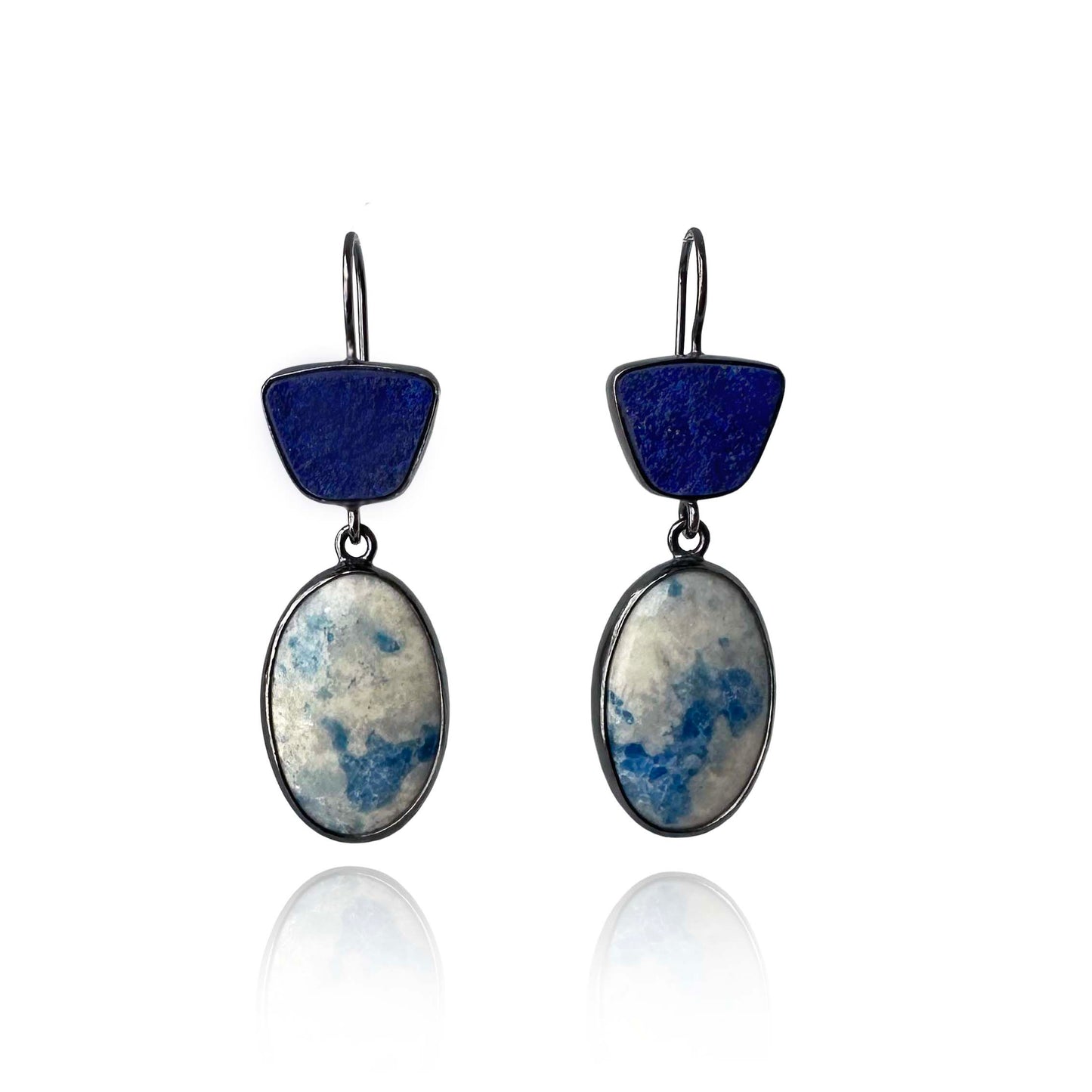 Violane, Natural Surface Lapis Lazuli and Sterling Silver Dangle Earrings