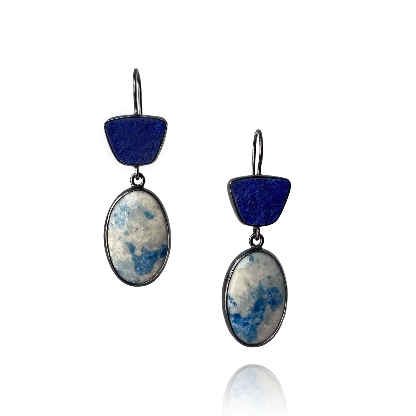 Violane, Natural Surface Lapis Lazuli and Sterling Silver Dangle Earrings