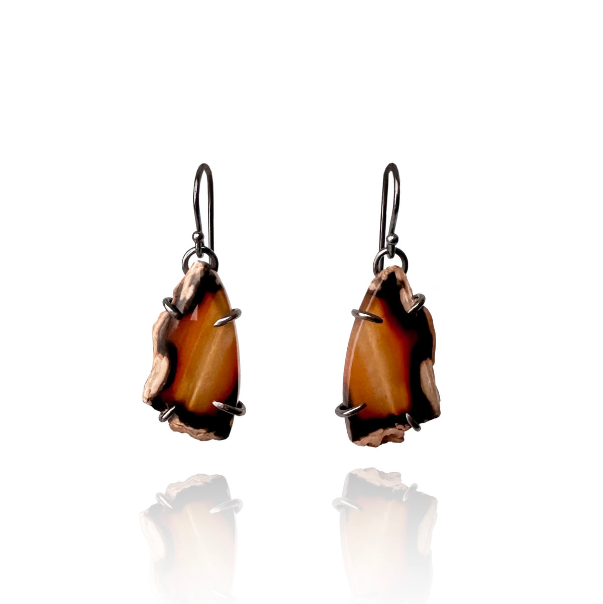 Sumatran Agate and Sterling Silver Handmade Dangle Earrings