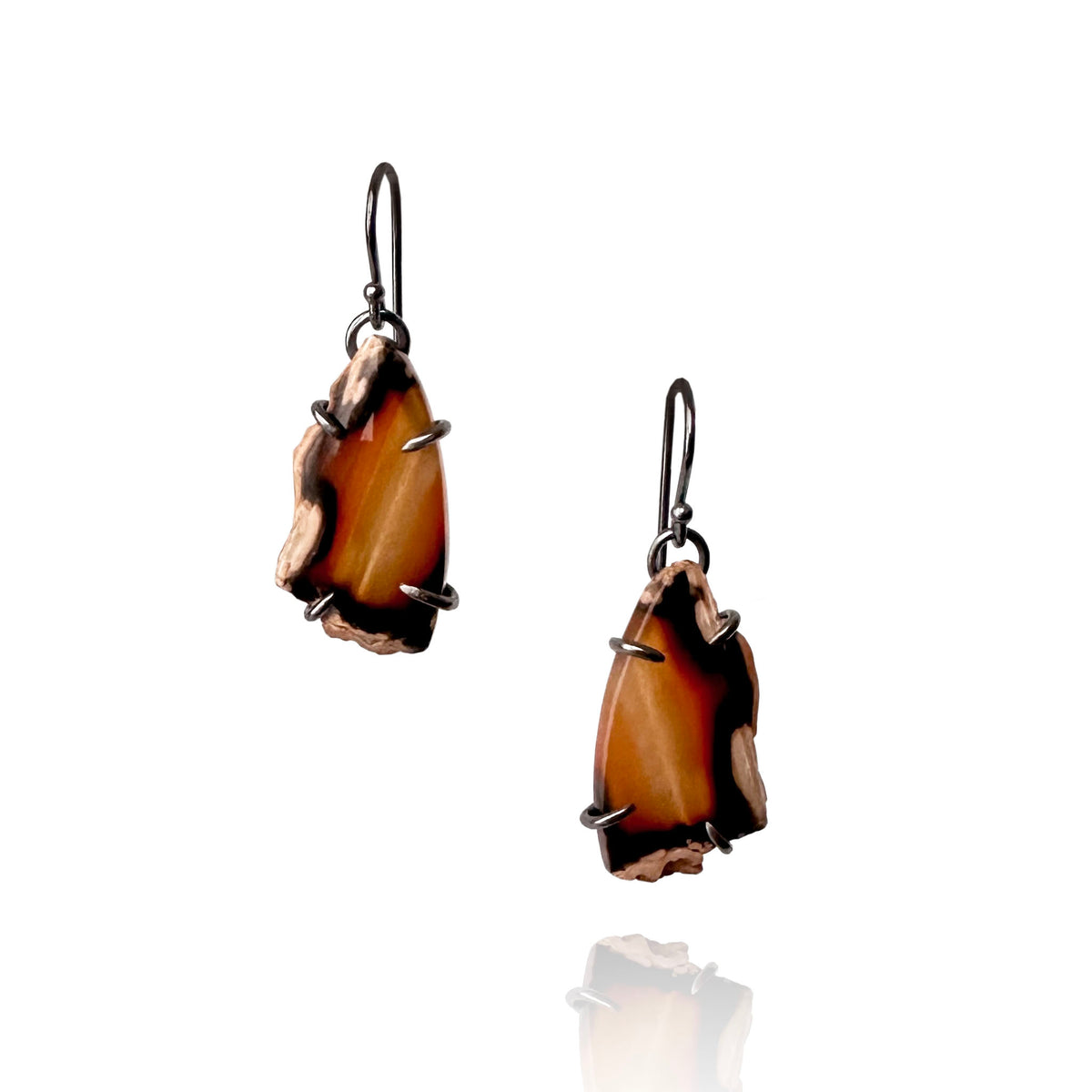 Sumatran Agate and Sterling Silver Handmade Dangle Earrings