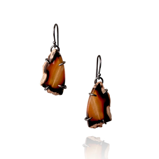 Sumatran Agate and Sterling Silver Handmade Dangle Earrings