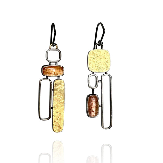 Imperial Topaz 14k Gold, Bi-Metaland Sterling Silver Handmade Dangle Earrings