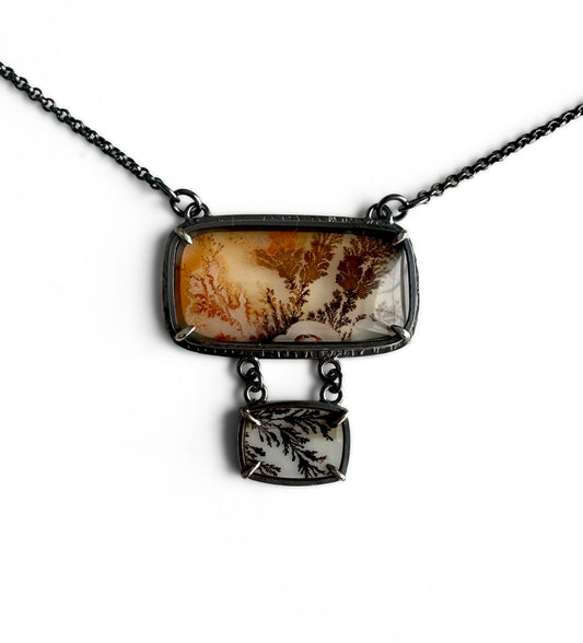 Dendritic Agate and Sterling Silver Handmade Necklace