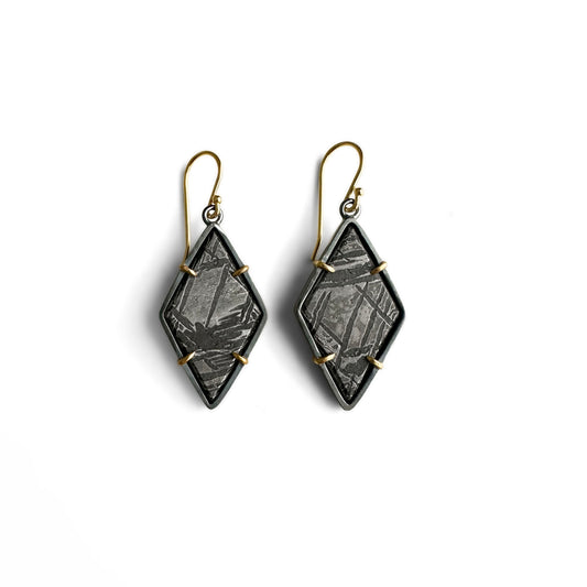 Aletai Meteorite, 18k Gold and Sterling Silver Dangle Earrings