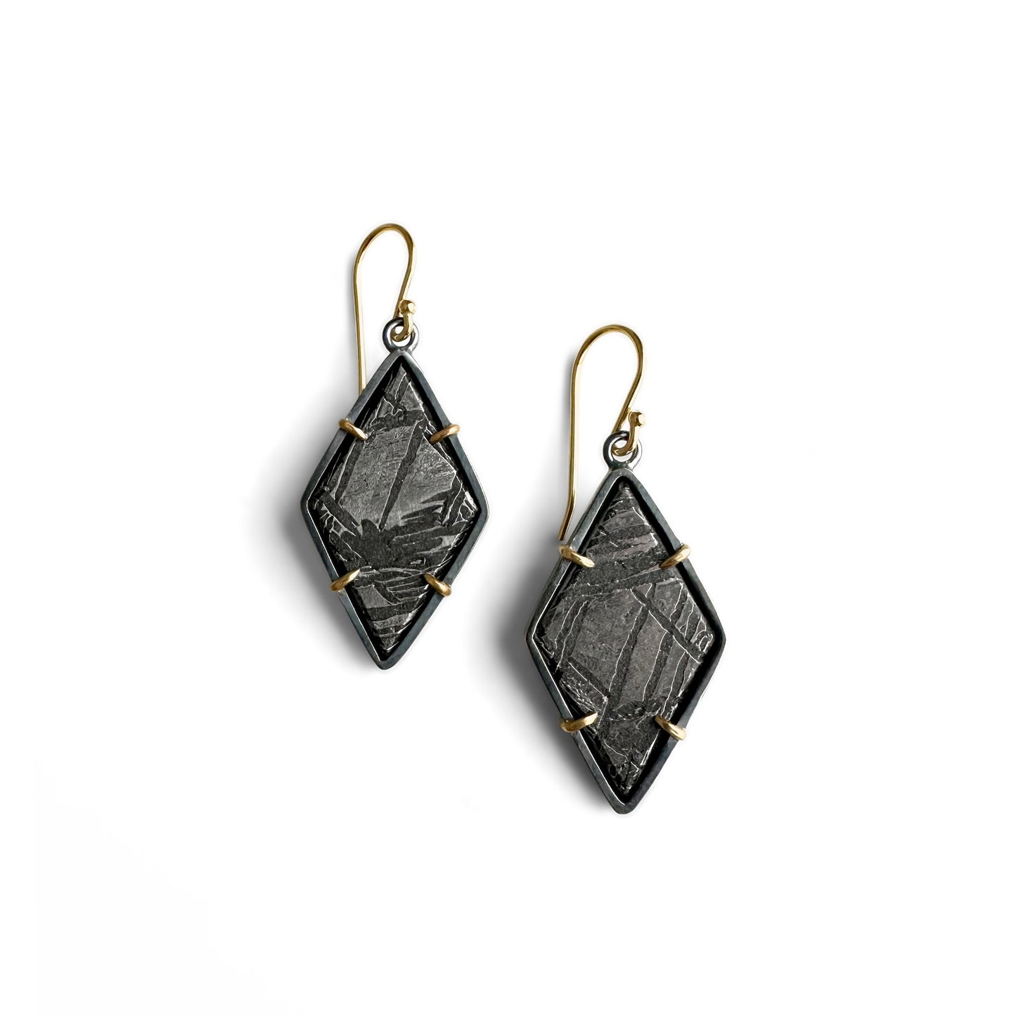 Aletai Meteorite, 18k Gold and Sterling Silver Dangle Earrings