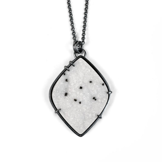 Quartz Drusy and Sterling Silver Handmade Pendant Necklace